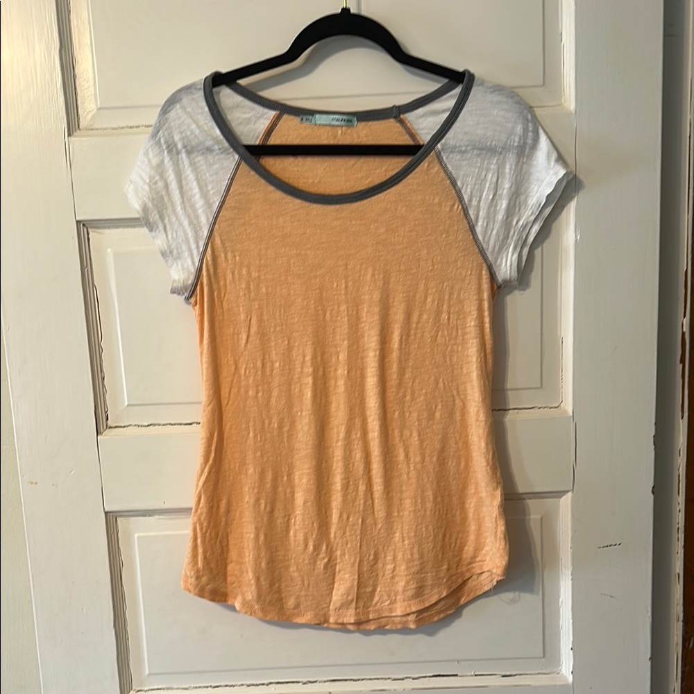 Fitted Orange and Gray Raglan Short Sleeve Tee